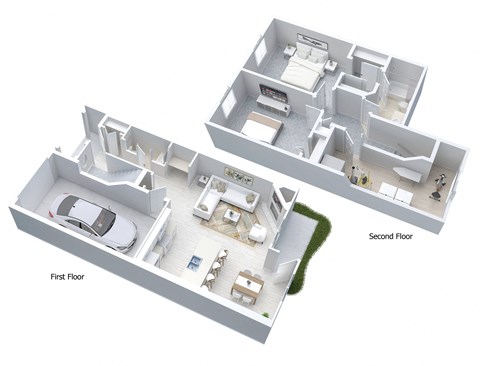 Floor plan for 2 beds, 1.5 baths, 1233 sqft
